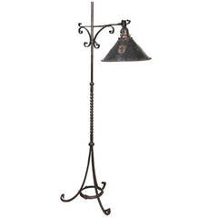 Antique Arts And Crafts Wrought Iron Floor Lamp