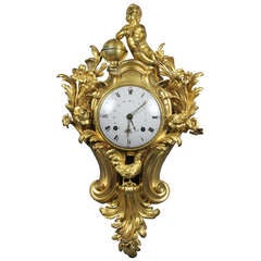 Antique Louis XV Ormolu Cartel Clock
