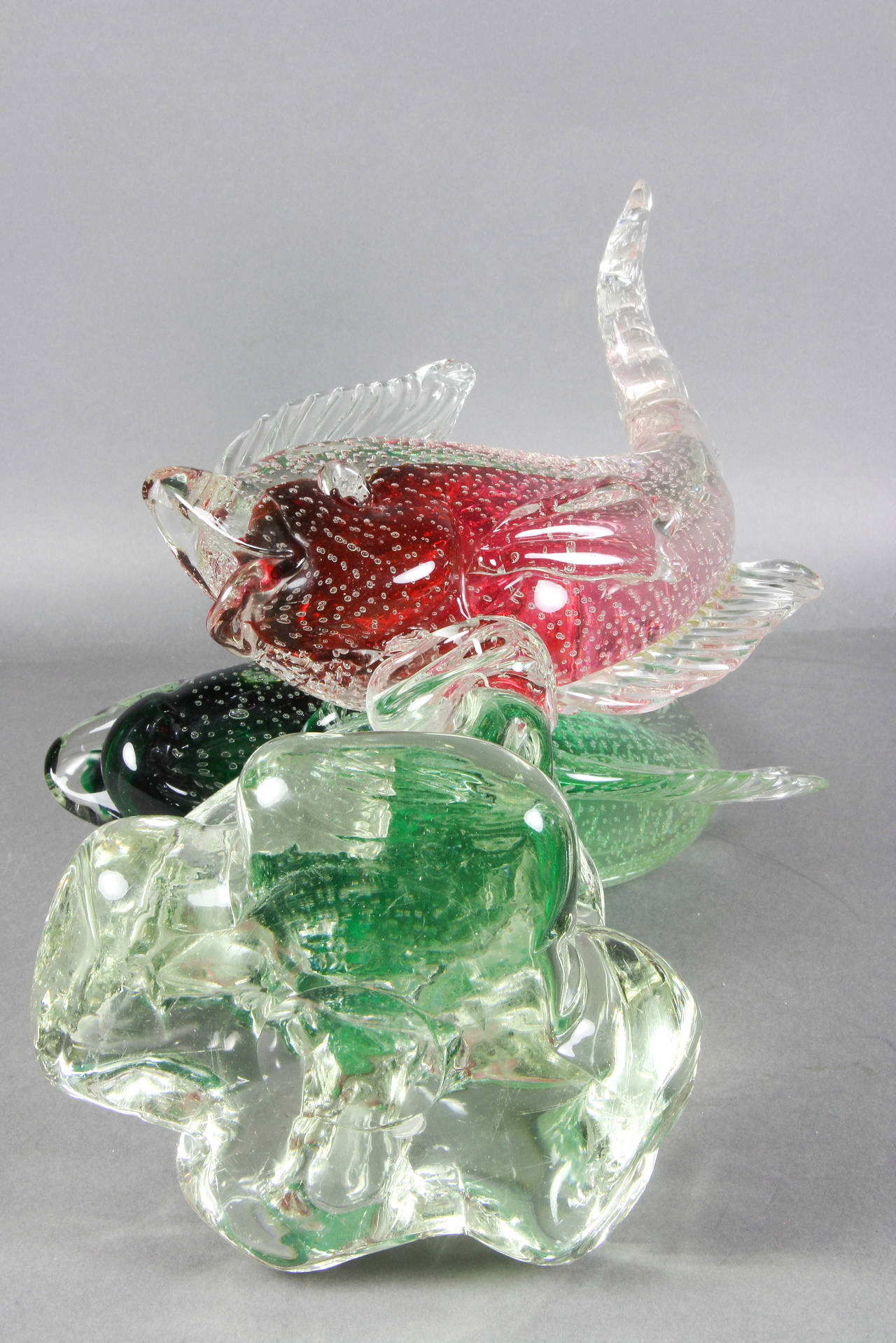 20th Century Murano Glass Sculpture Of Two Fish By Barbini