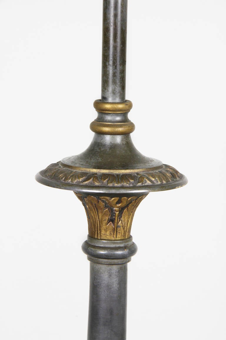Gilt Bronze And Marble Floor Lamp Att To Caldwell In Excellent Condition In Essex, MA
