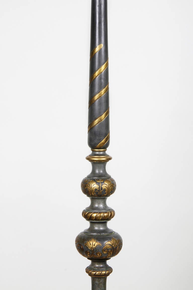 20th Century Gilt Bronze And Marble Floor Lamp Att To Caldwell