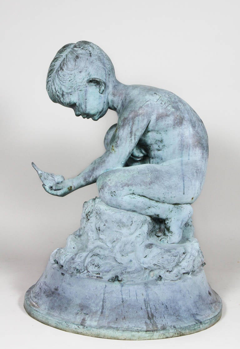 Bronze Fountain Of A Boy By Bashka Paeff In Excellent Condition In Essex, MA