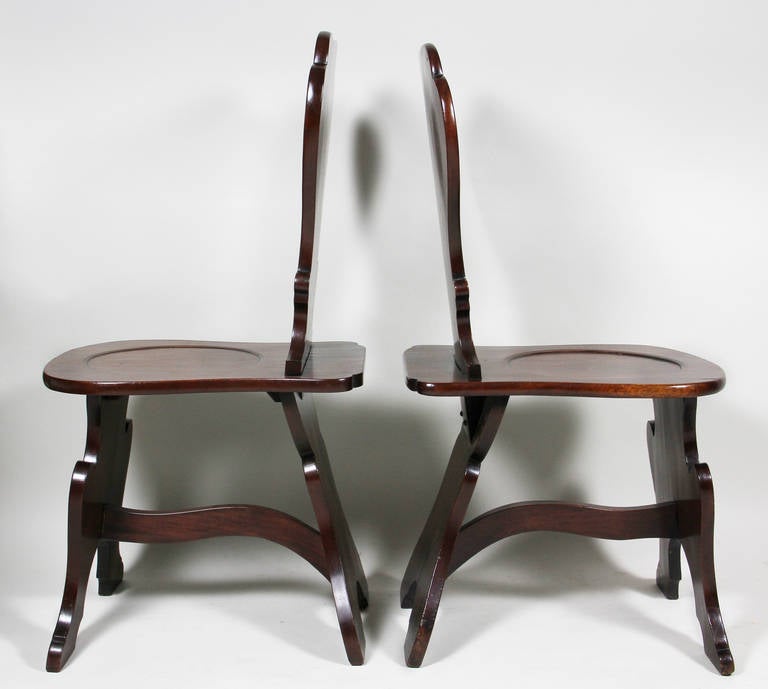 Pair Of Regency Mahogany Armorial Hall Chairs 2