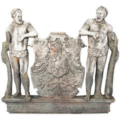 Cast Zinc Crest Bearing The Arms Of The German Empire With Two Herculean Figures 4