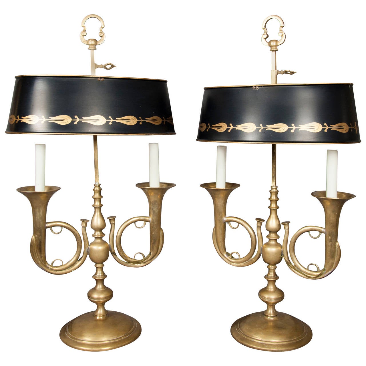 Pair of Brass and Tole Table Lamps For Sale at 1stDibs