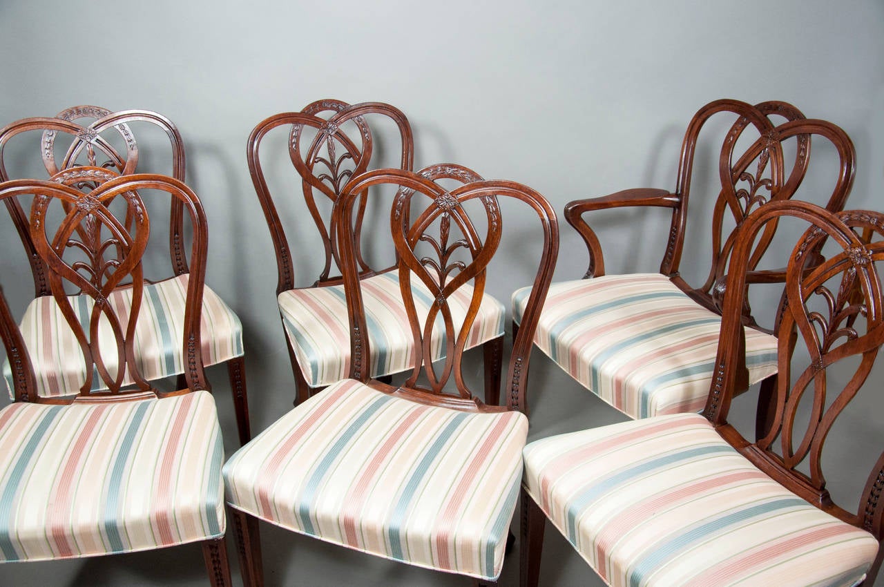Set of 12 George III Style Mahogany Dining Chairs by Howard and Son, London 1