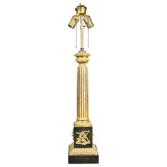 French Empire Patinated and Gilt Bronze Table Lamp