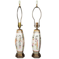 Antique Pair of Chinese Porcelain Table Lamps