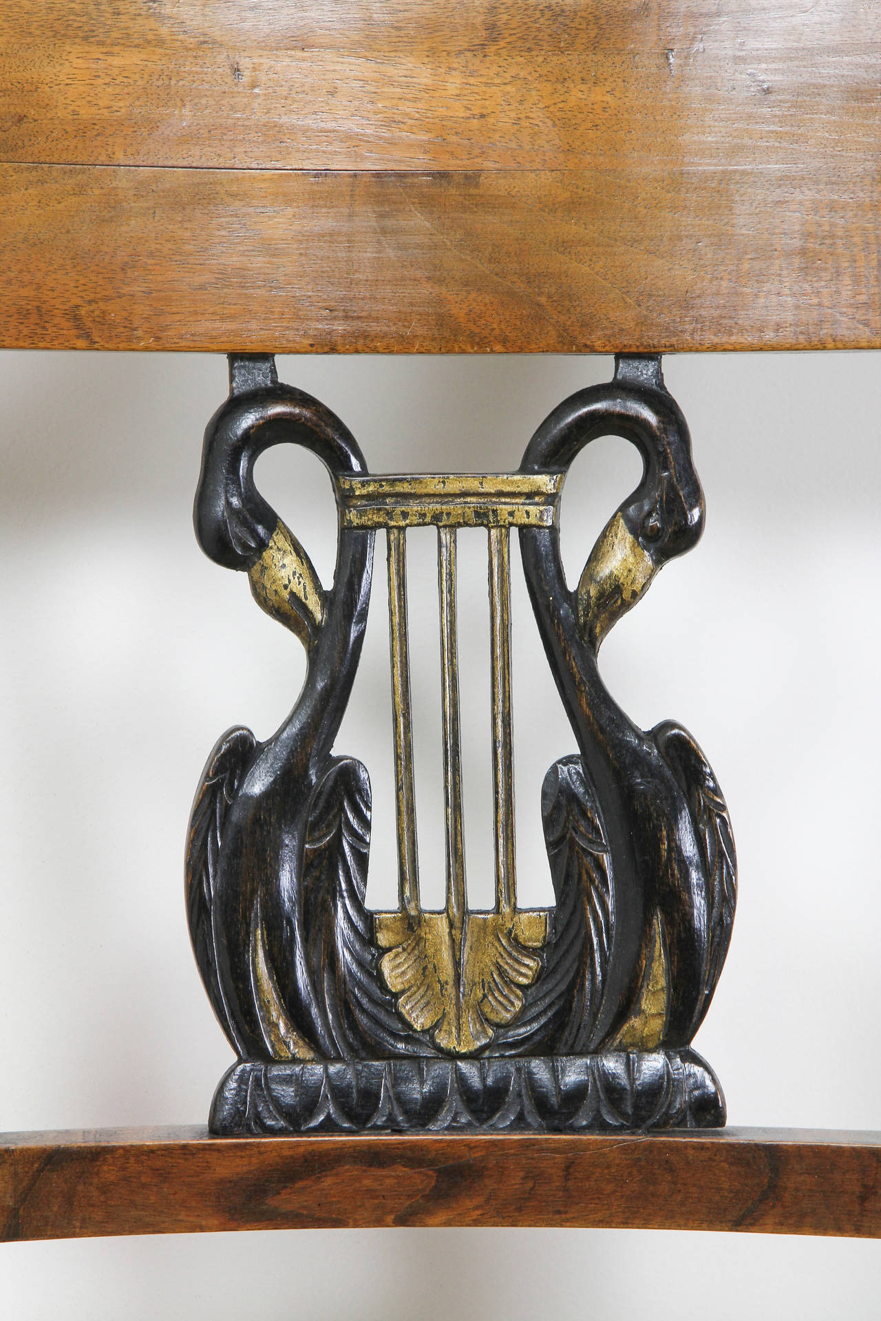 Set of Six Italian Neoclassic Walnut and Ebonized Dining Chairs 3