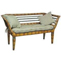 Antique Italian Neoclassic Faux Bois Bench From Lucca