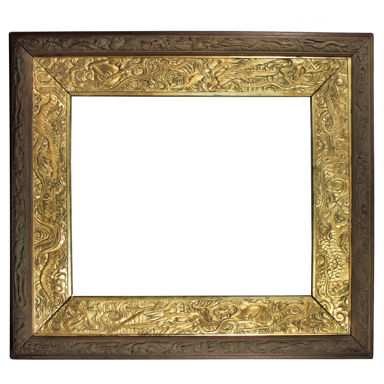 Unusual Japanese Carved Wood And Gilded Frame