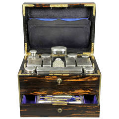 Victorian Calamander, Brass and Sterling Silver Travel Box by Asprey, London