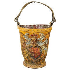 Antique Victorian Painted Leather Fire Bucket