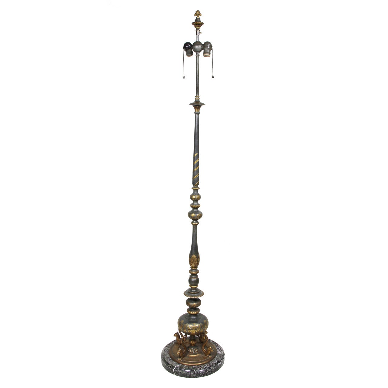 Gilt Bronze And Marble Floor Lamp Att To Caldwell