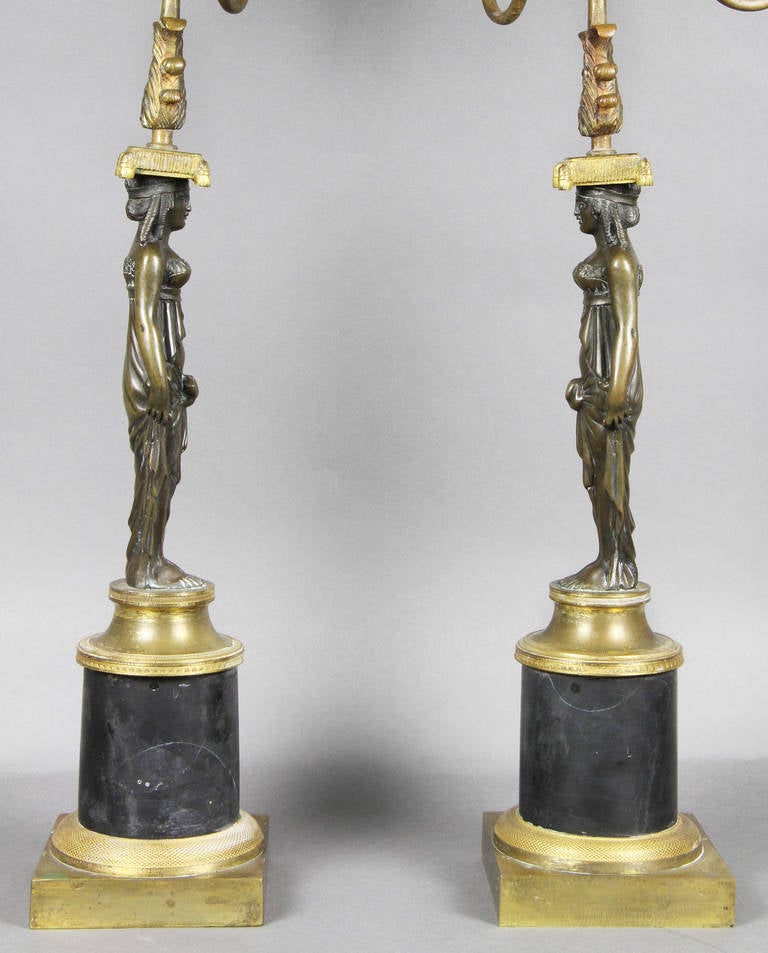 Pair Of Empire Ormolu And Bronze Candelabra 2