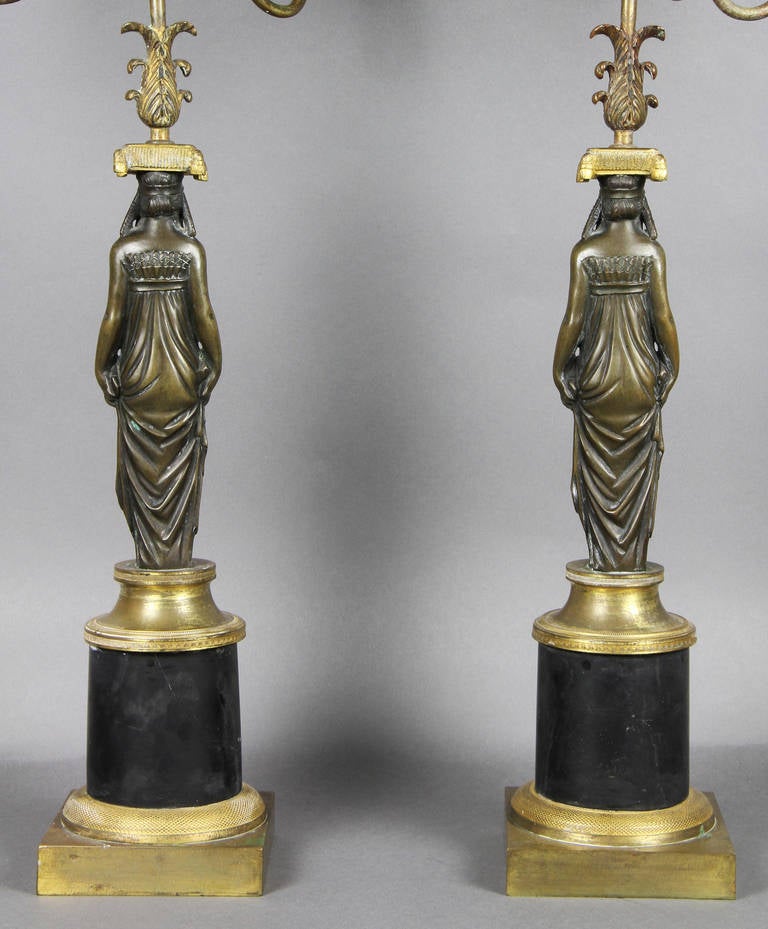 Pair Of Empire Ormolu And Bronze Candelabra 3