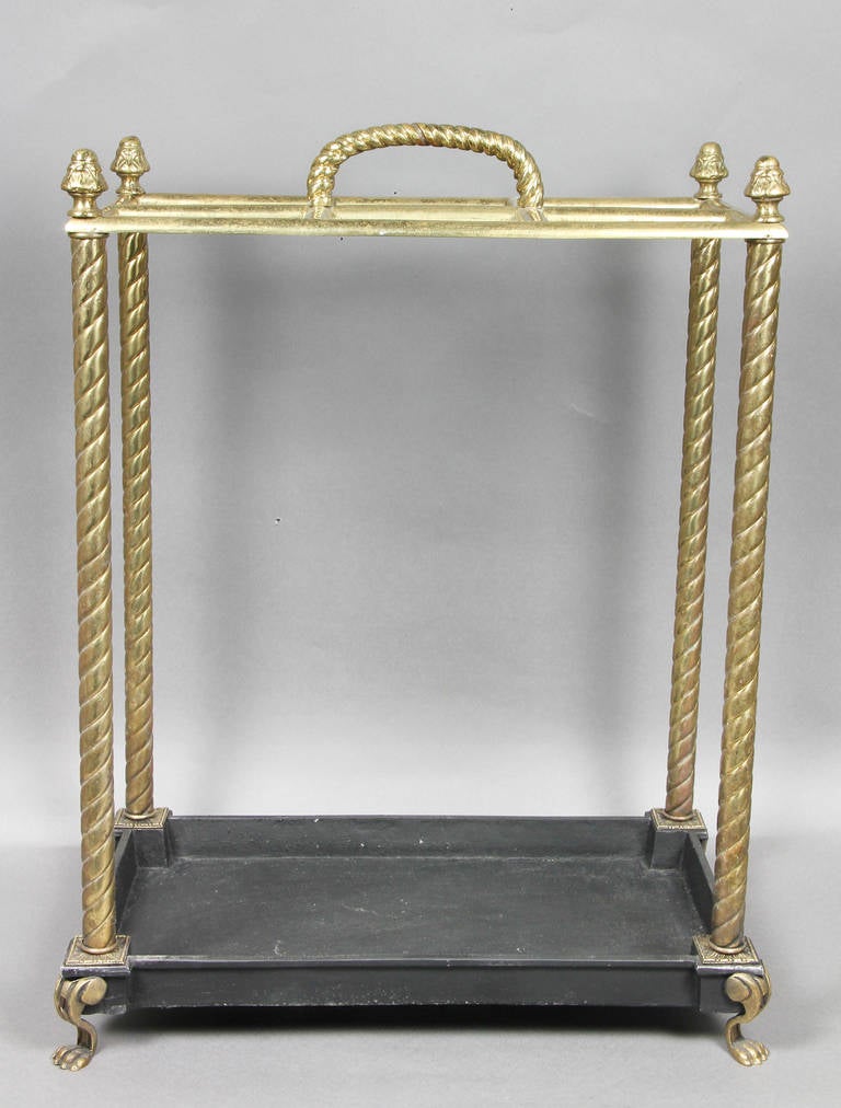 Neoclassical Brass and Iron Umbrella Stand