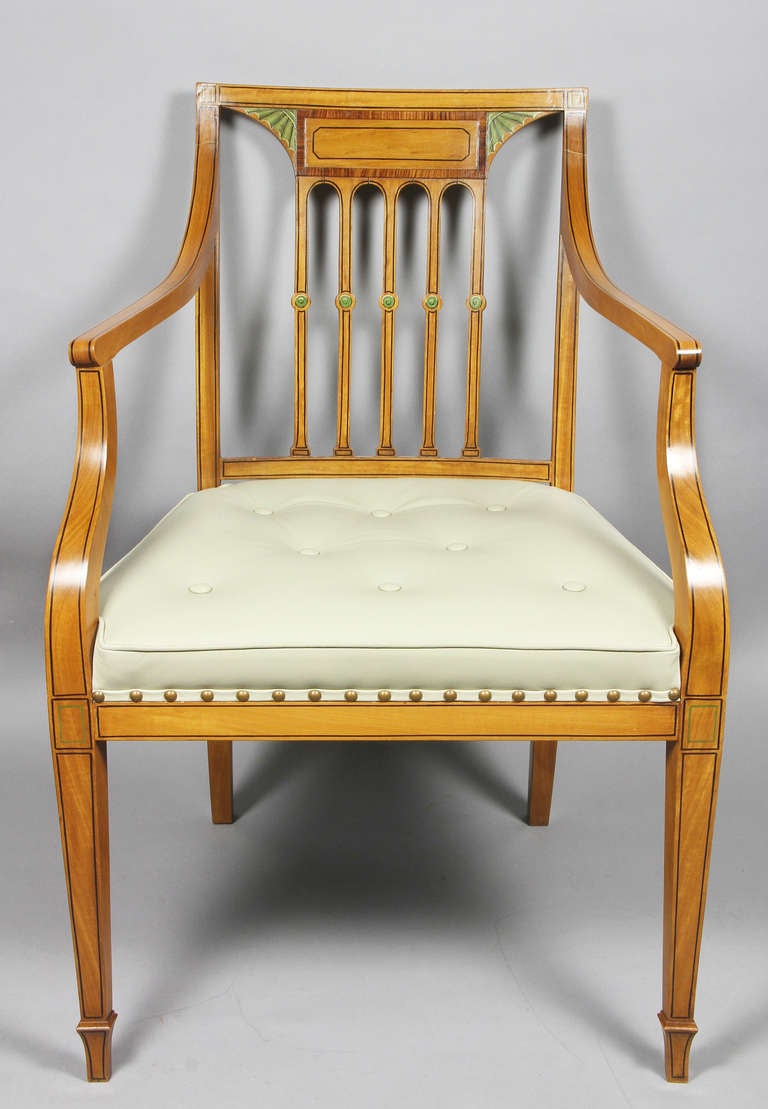 18th Century and Earlier Pair of George III Style Satinwood Dining Chairs