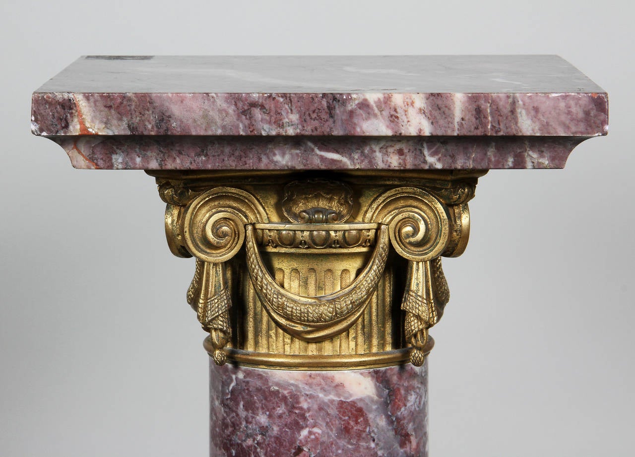 French Breche Violette and Bronze Pedestal 1
