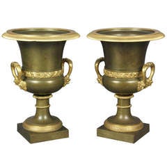 Pair Of French Empire Bronze And Ormolu Urns