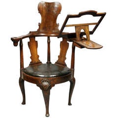 Unusual Queen Anne Walnut Reading Chair