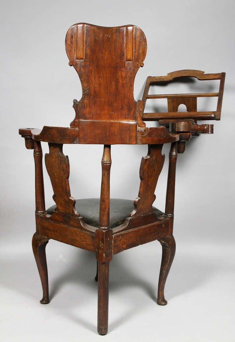 Unusual Queen Anne Walnut Reading Chair 5
