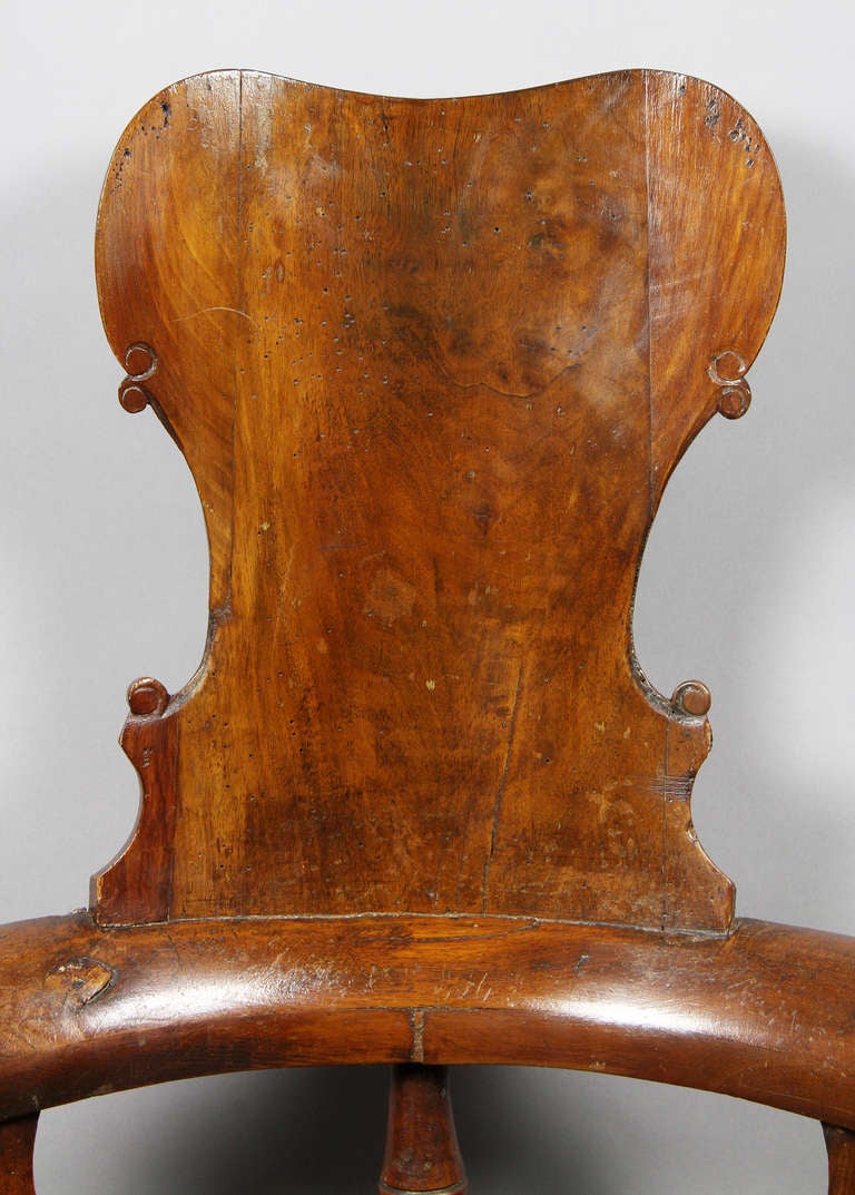18th Century and Earlier Unusual Queen Anne Walnut Reading Chair
