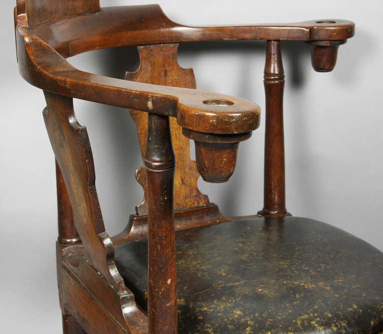 Unusual Queen Anne Walnut Reading Chair at 1stDibs