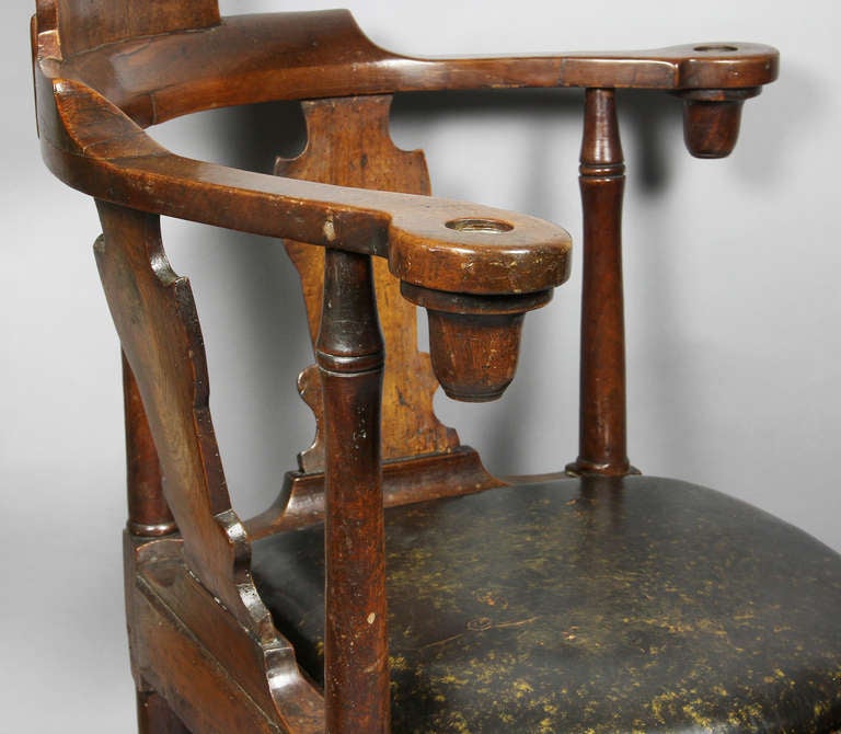 Unusual Queen Anne Walnut Reading Chair 2