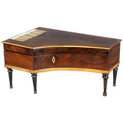 Regency Mahogany And Inlaid Piano Form Music Box