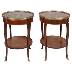 Pair Of Louis XV Style Tulipwood And Marquetry End Tables
