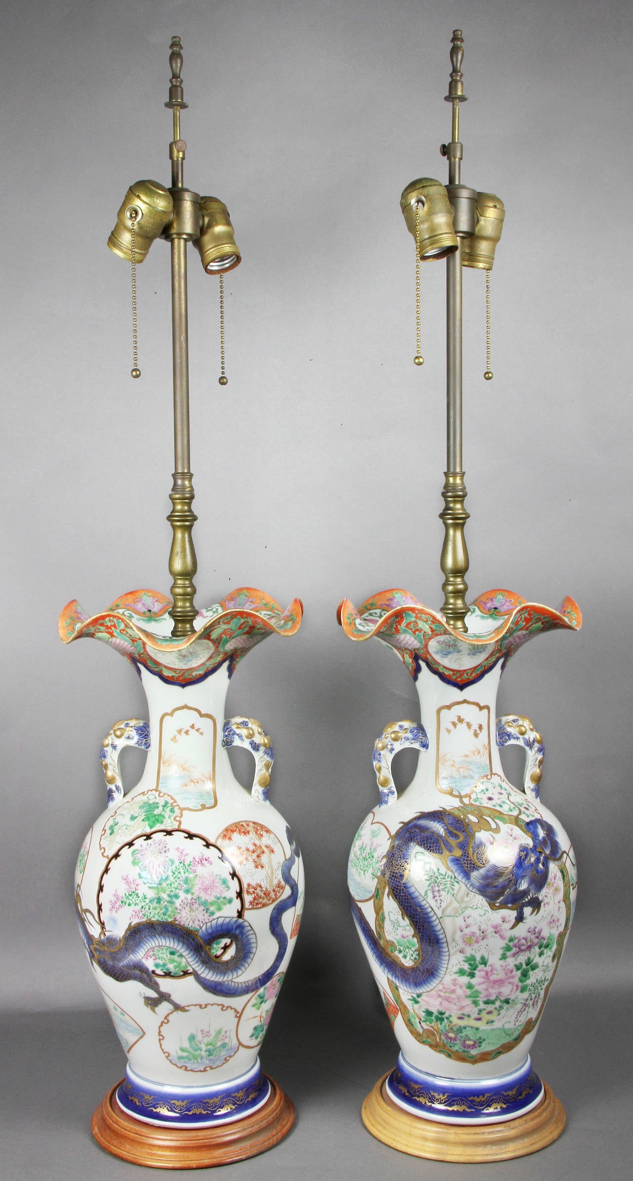 Pair Of Japanese Porcelain Table Lamps