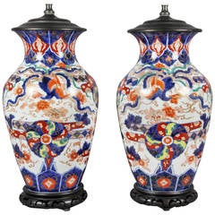 Pair of Japanese Imari Porcelain Table Lamps