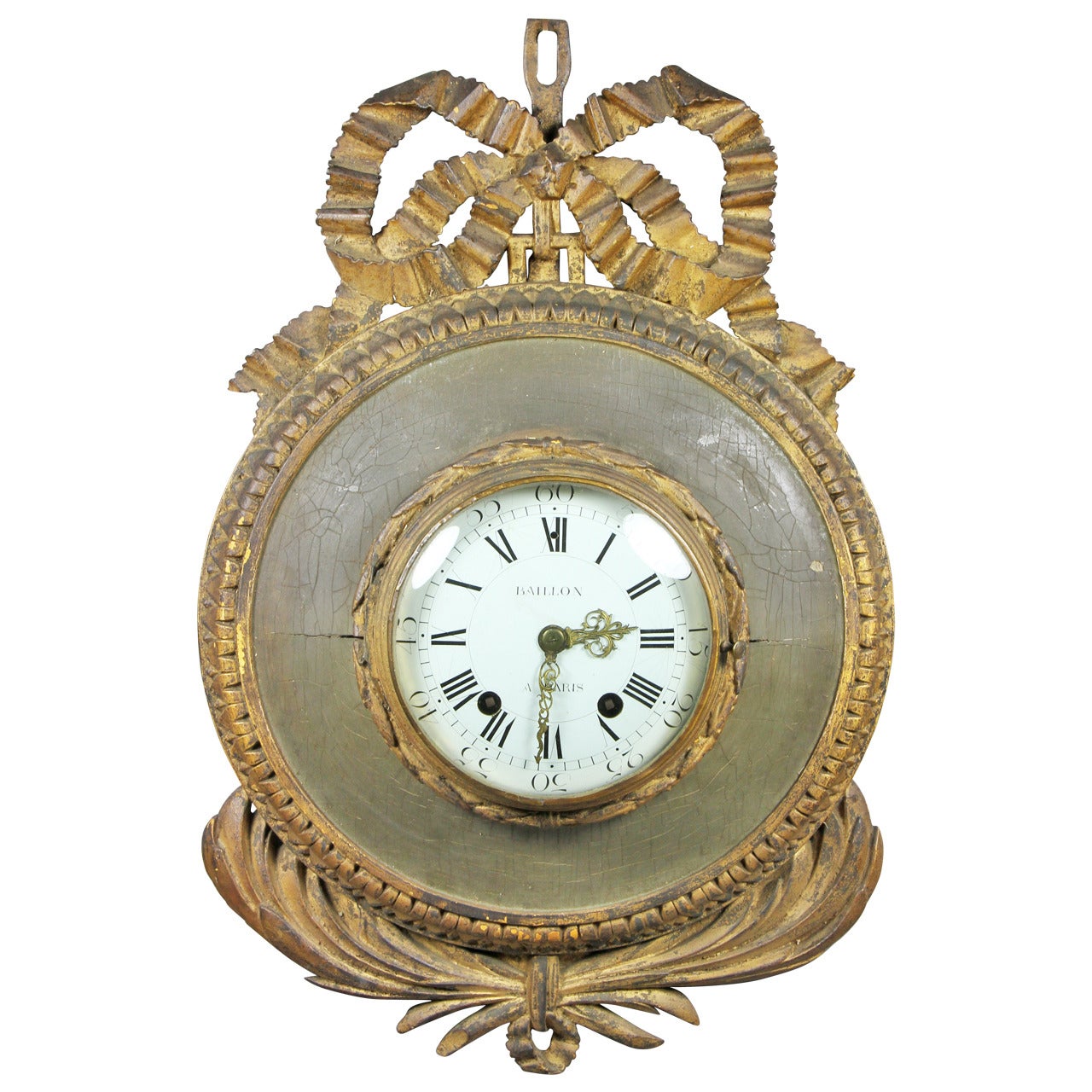 Louis XVI Giltwood And Painted Wall Clock