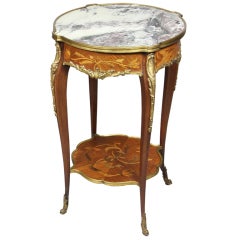 Louis XV Style Marquetry And Bronze Mounted End Table