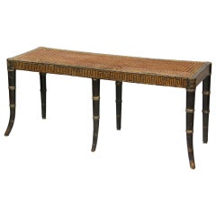 Regency Ebonized And Paint Decorated Bench