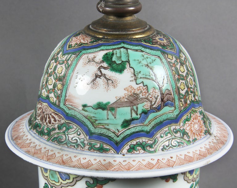 Pair Of Chinese Famille Verte Table Lamps 3