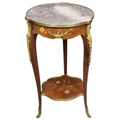 Louis XV Style Marquetry And Bronze Mounted End Table