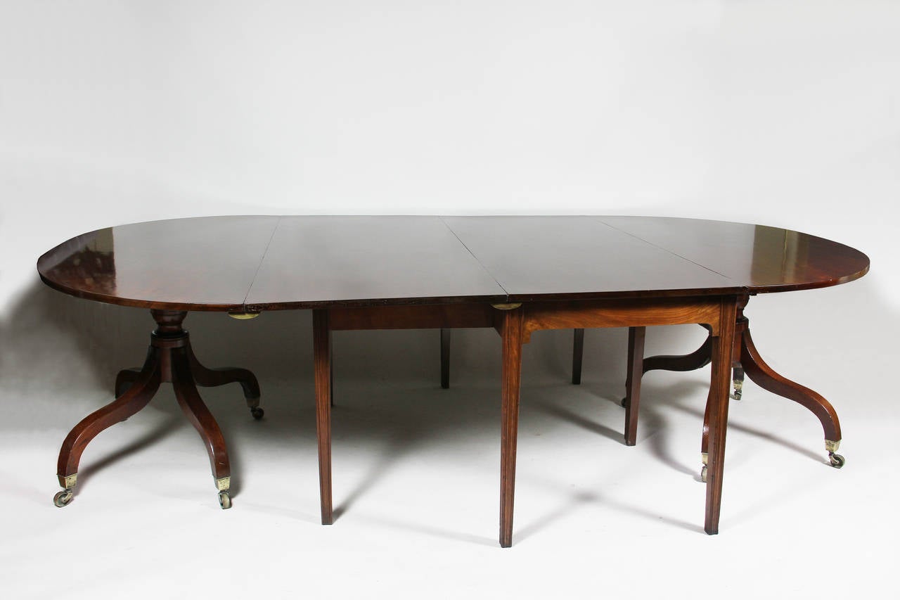 British Unusual Irish Regency Two Pedestal Dining Table For Sale