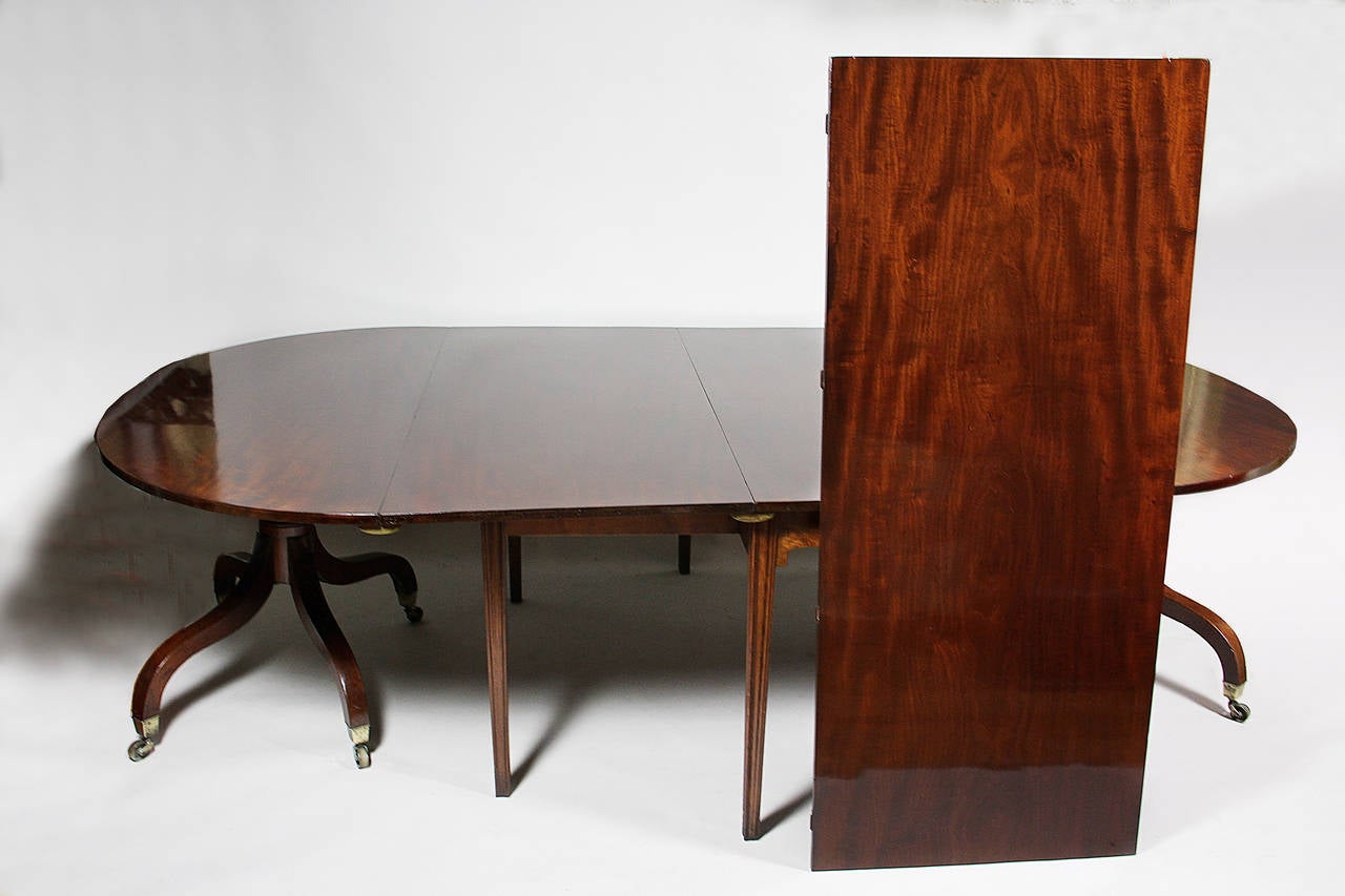Unusual Irish Regency Two Pedestal Dining Table In Good Condition For Sale In Essex, MA