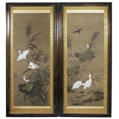 Pair Of Decorative Chinese Paintings On Silk