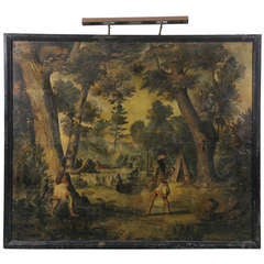 Set Of Four Large Oil On Canvas Paintings Of Early America