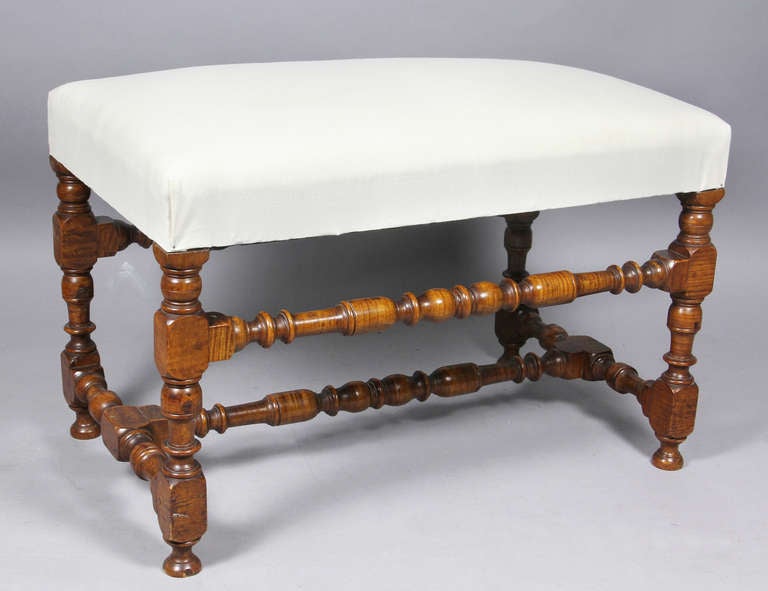 Flemish Baroque Tiger Maple Bench