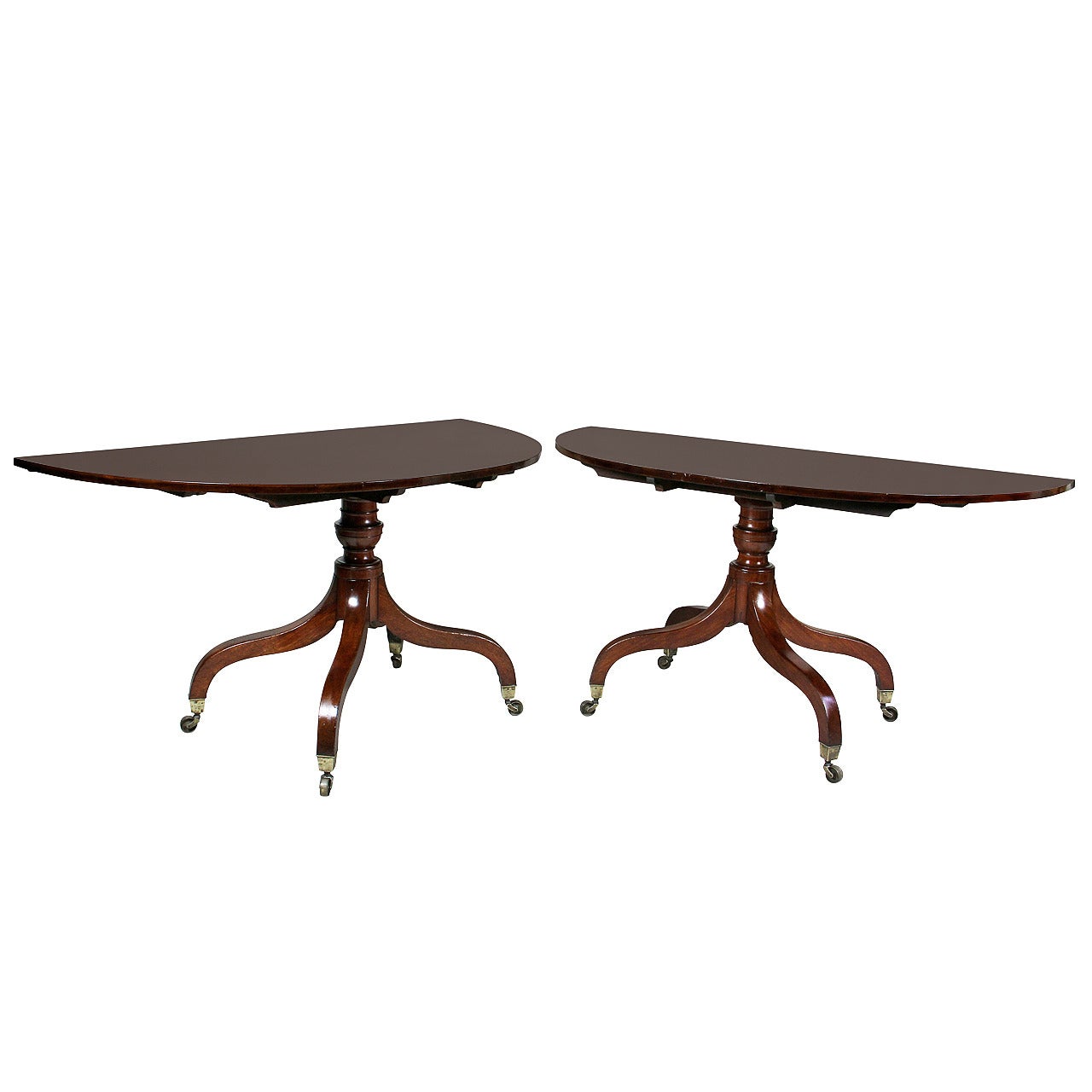 Unusual Irish Regency Two Pedestal Dining Table For Sale