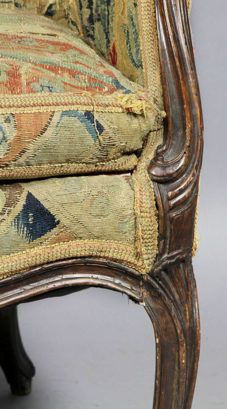 Louis XVI Walnut And Needlepoint Bergere In Good Condition In Essex, MA
