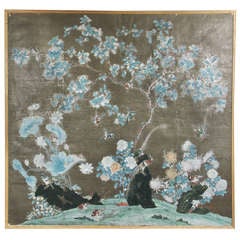 Antique Framed Chinese Export Wallpaper Panel