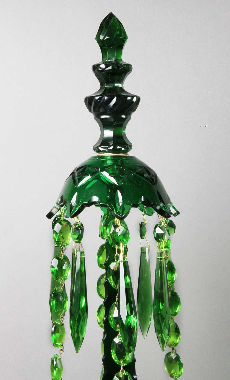 19th Century Pair Of Anglo Irish Emerald Green Candelabra