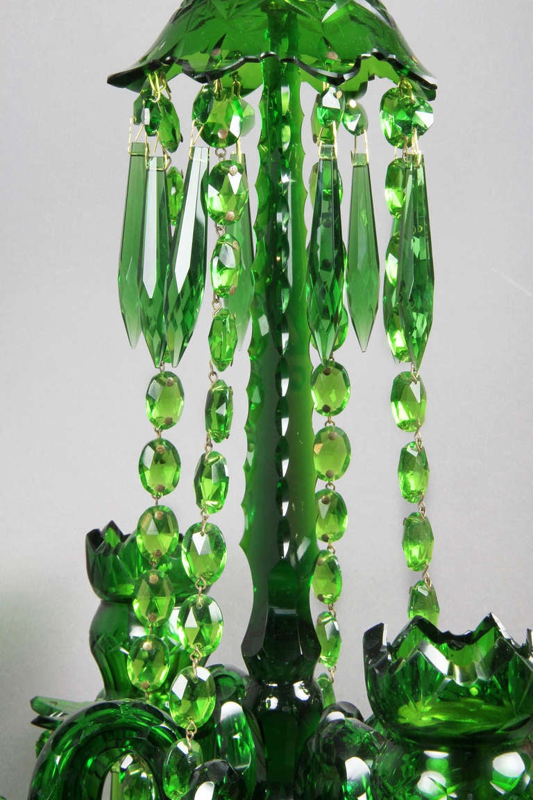 Pair Of Anglo Irish Emerald Green Candelabra 1