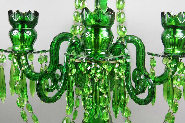 Pair Of Anglo Irish Emerald Green Candelabra 2