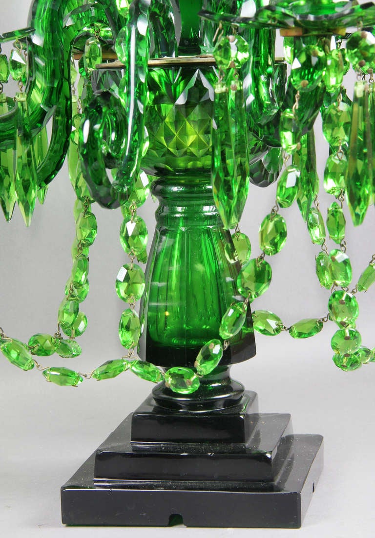 Pair Of Anglo Irish Emerald Green Candelabra 4